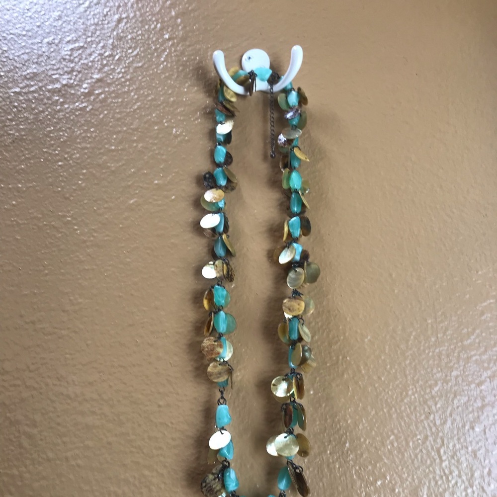 Beautiful aqua color and yellow stones necklace